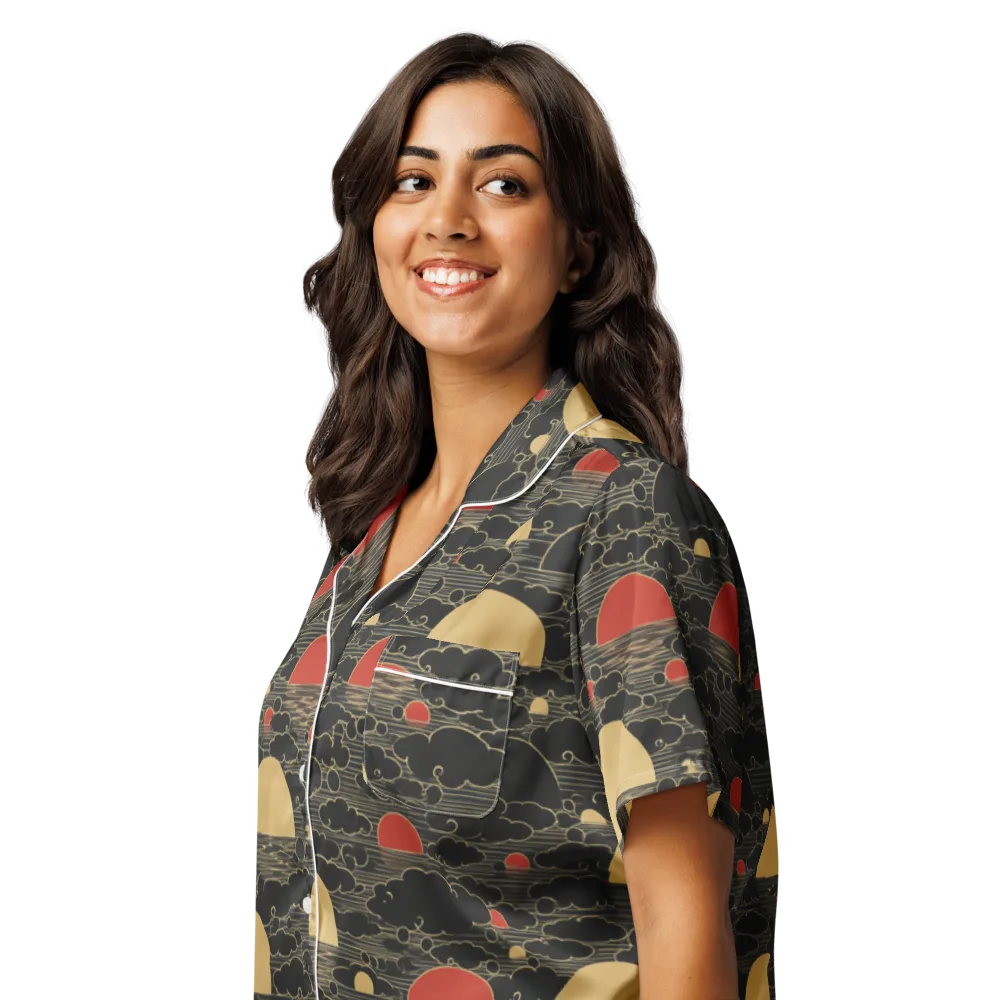 Midnight Sundown on Women's Short Sleeve Pajama Top — Left Front