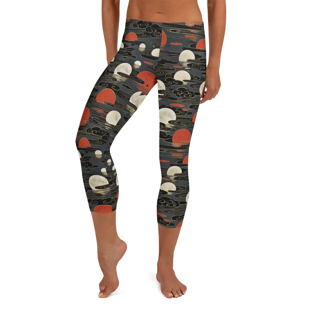 Moonlit Koi Pond on Capri Leggings — Front