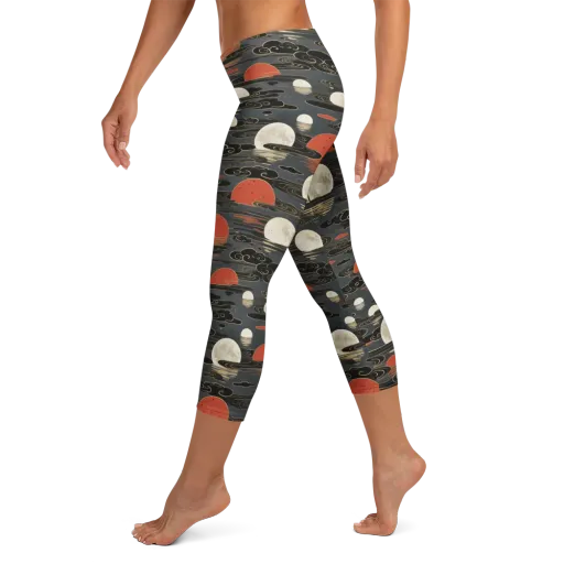 Moonlit Koi Pond on a Capri Leggings