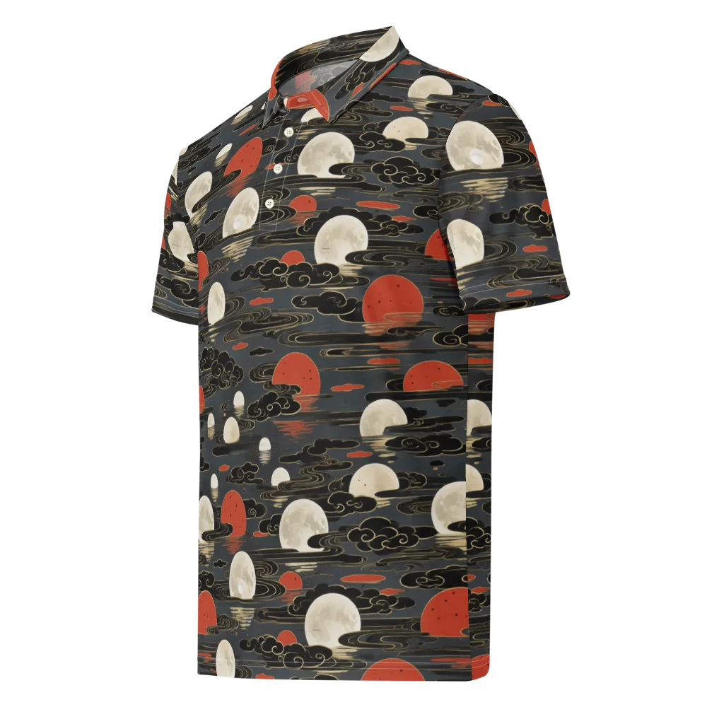 Moonlit Koi Pond on Men's Slim Fit Polo Shirt — Left Front
