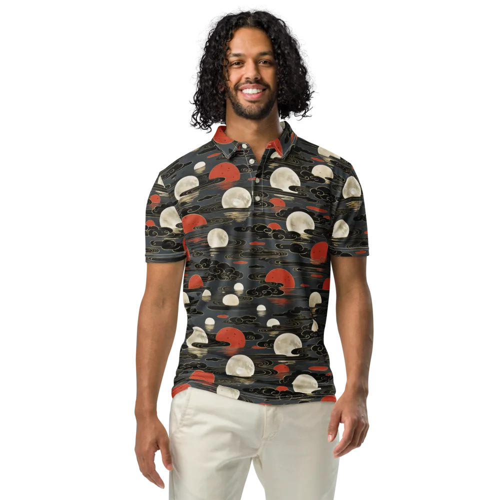 Moonlit Koi Pond on Men's Slim Fit Polo Shirt — Front