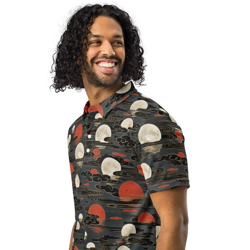 Moonlit Koi Pond on Men's Slim Fit Polo Shirt — Left Front
