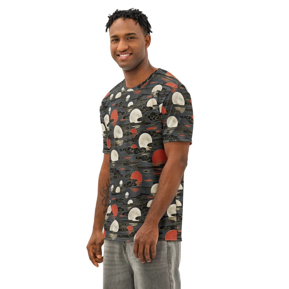 Moonlit Koi Pond on Men's Cotton Crew Neck T-Shirt — Left Front