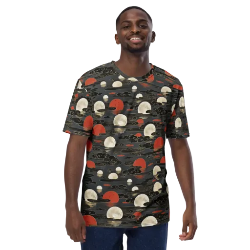 Moonlit Koi Pond on a Men's Crew Neck T-Shirt