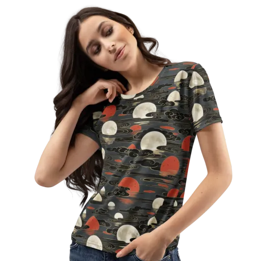 Moonlit Koi Pond on a Women's Crew Neck T-Shirt