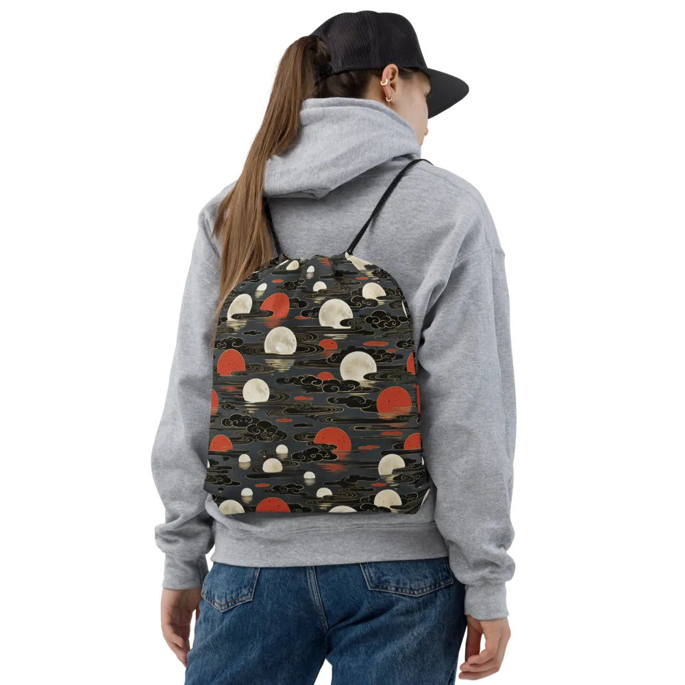 Moonlit Koi Pond on Drawstring Bag — Front