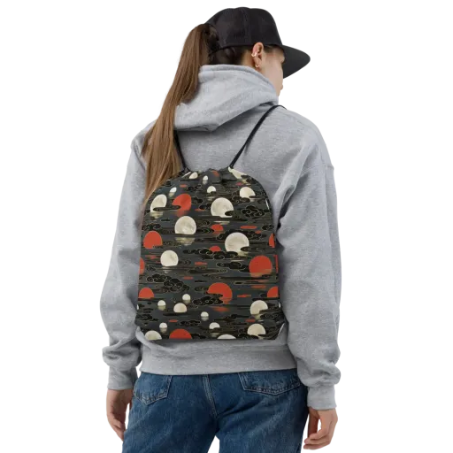 Moonlit Koi Pond on a Drawstring Bag