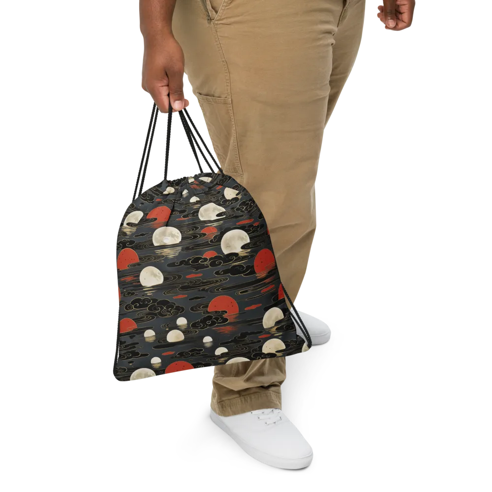 Moonlit Koi Pond on Drawstring Bag — Front