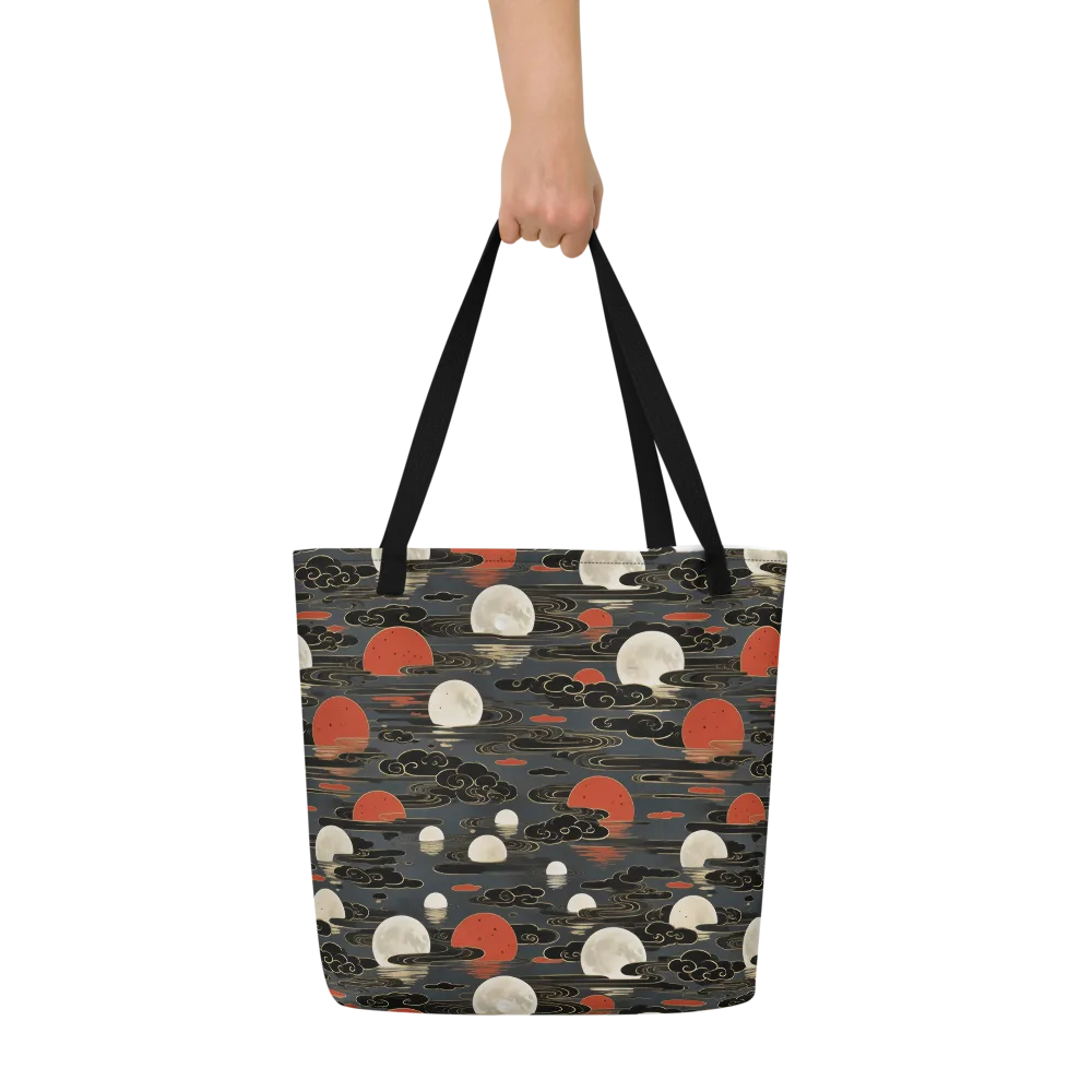 Moonlit Koi Pond on Large Tote Bag W/ Pocket — Front