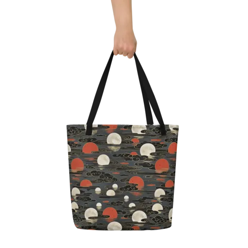 Moonlit Koi Pond on a Large Tote Bag W/ Pocket