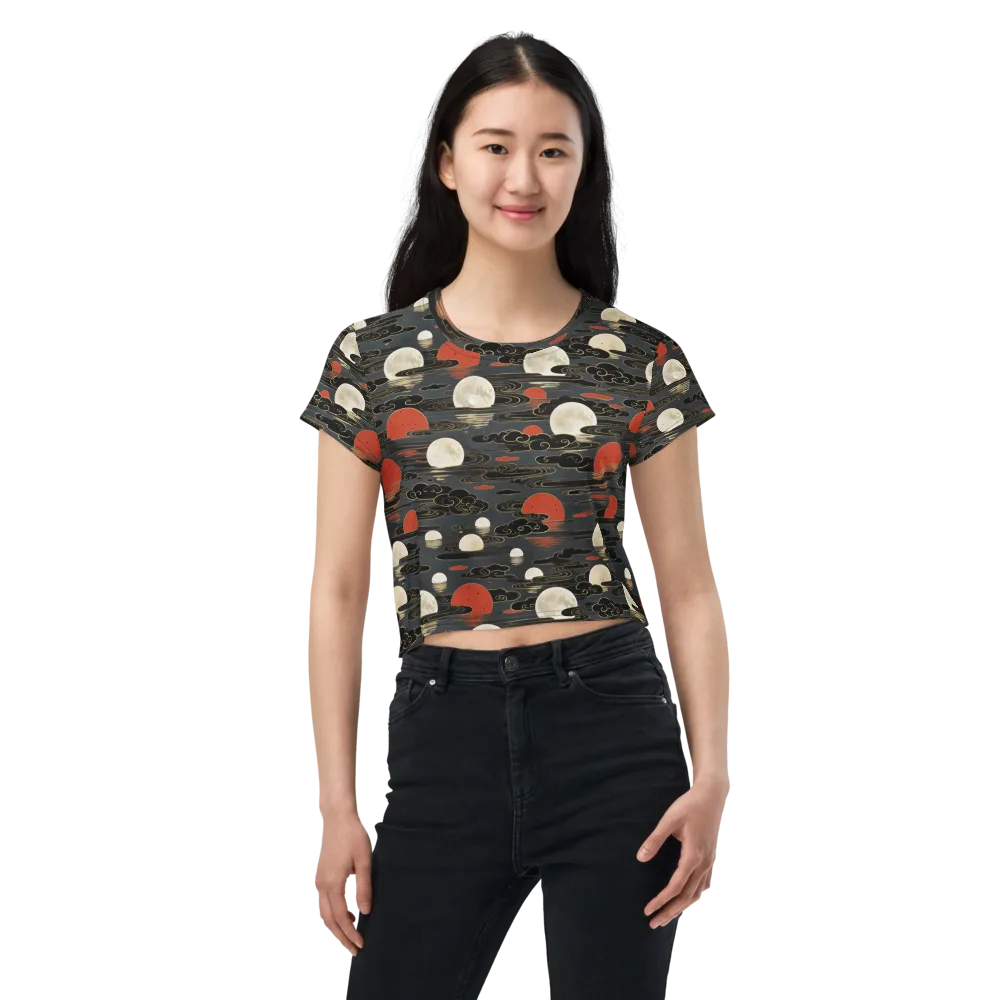 Moonlit Koi Pond on Crop Tee — Front