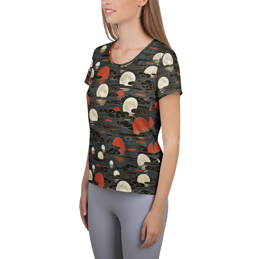 Moonlit Koi Pond on Women's Athletic T-Shirt — Left