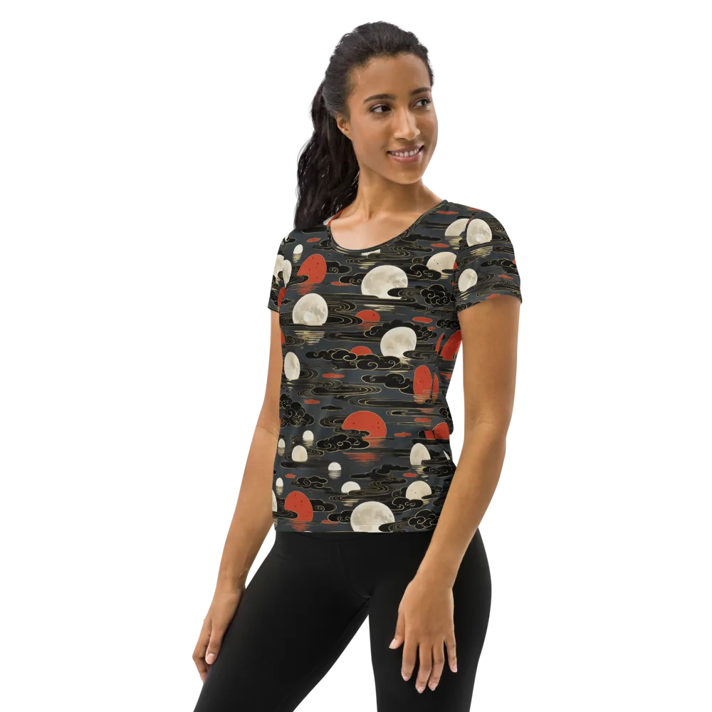 Moonlit Koi Pond on Women's Athletic T-Shirt — Left