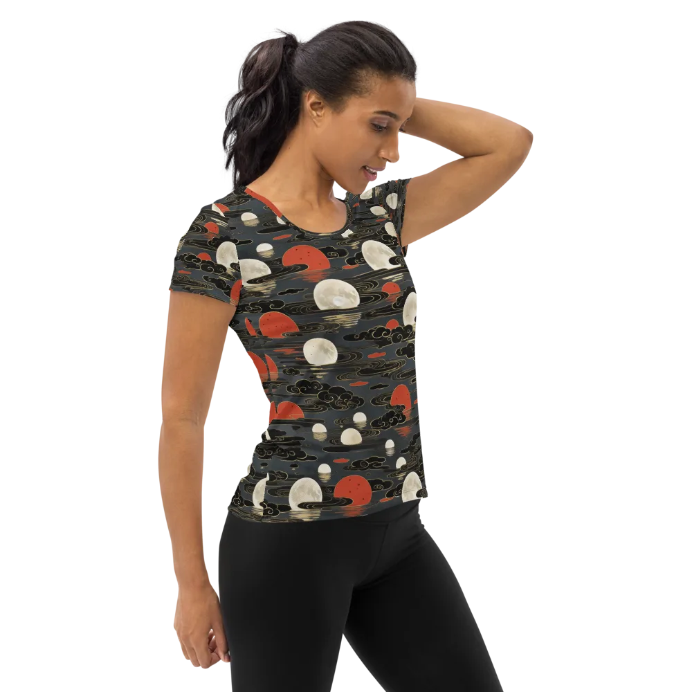 Moonlit Koi Pond on Women's Athletic T-Shirt — Right