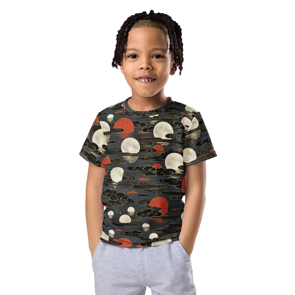 Moonlit Koi Pond on Kids Crew Neck T-Shirt — Front