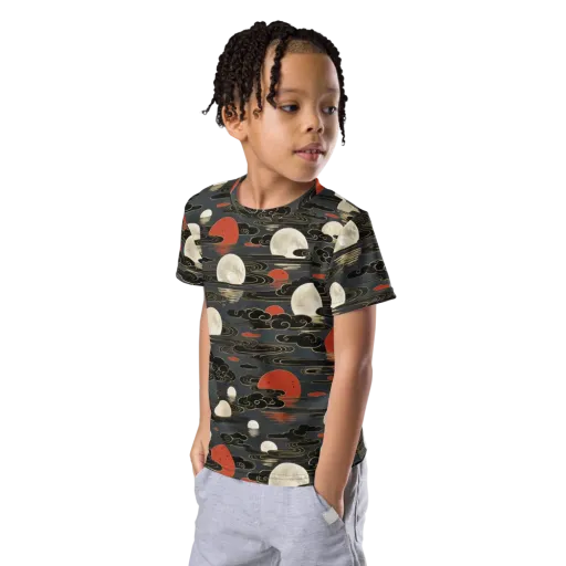 Moonlit Koi Pond on a Kids Crew Neck T-Shirt
