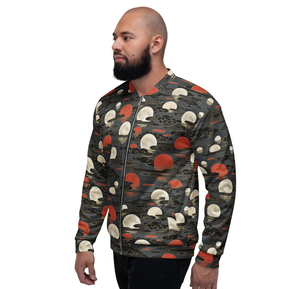 Moonlit Koi Pond on Bomber Jacket — Left