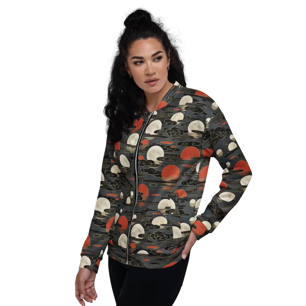 Moonlit Koi Pond on Bomber Jacket — Left
