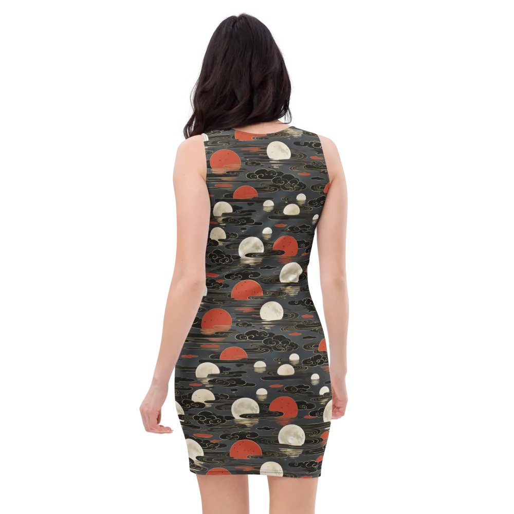 Moonlit Koi Pond on Bodycon Dress — Back