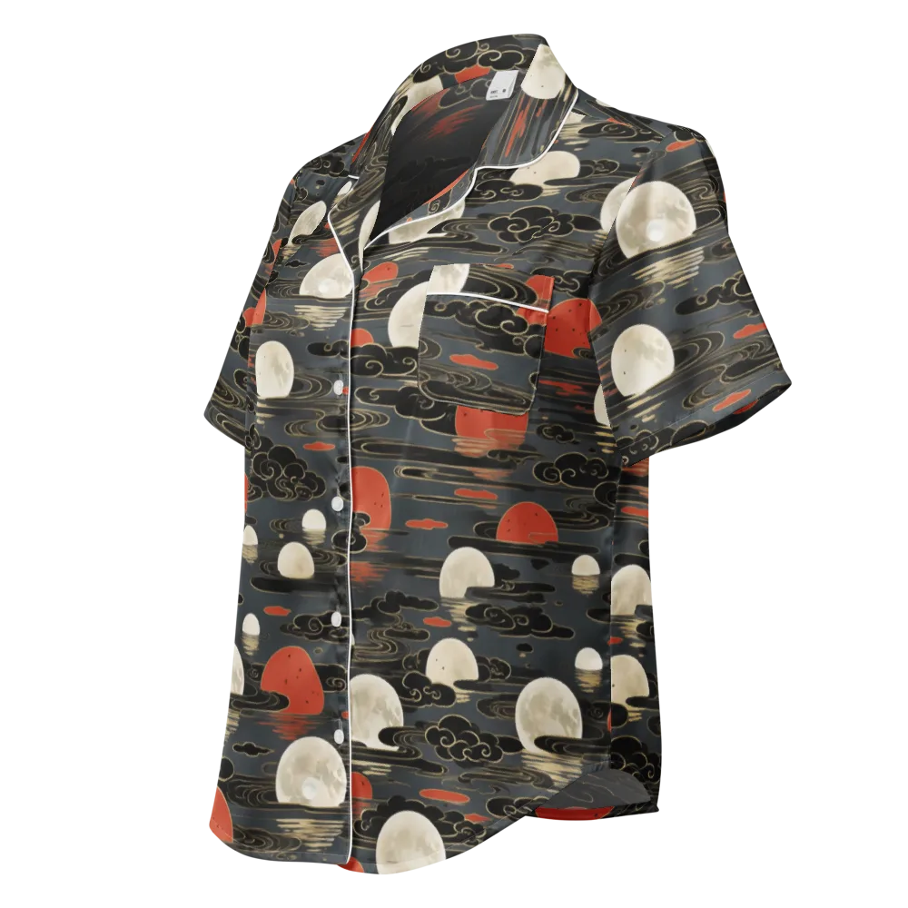 Moonlit Koi Pond on Women's Short Sleeve Pajama Top — Left Front