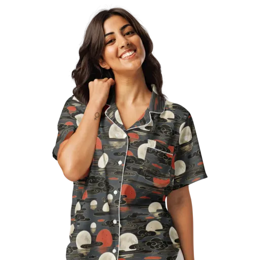 Moonlit Koi Pond on a Women's Short Sleeve Pajama Top