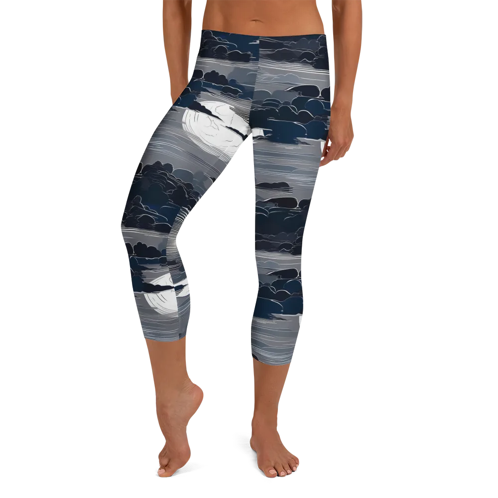 Midnight Waterline on Capri Leggings — Front