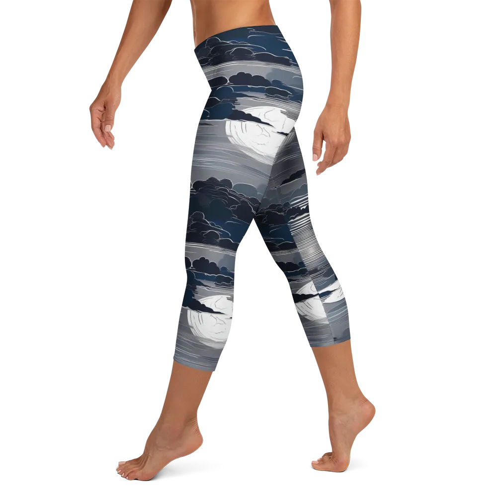 Midnight Waterline on Capri Leggings — Left