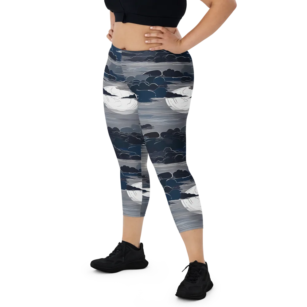 Midnight Waterline on Capri Leggings — Front
