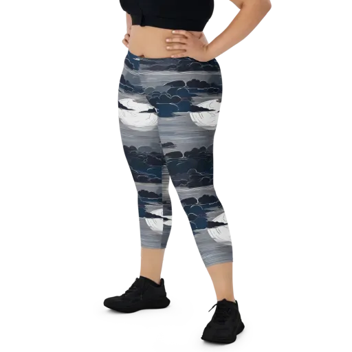 Midnight Waterline on a Capri Leggings
