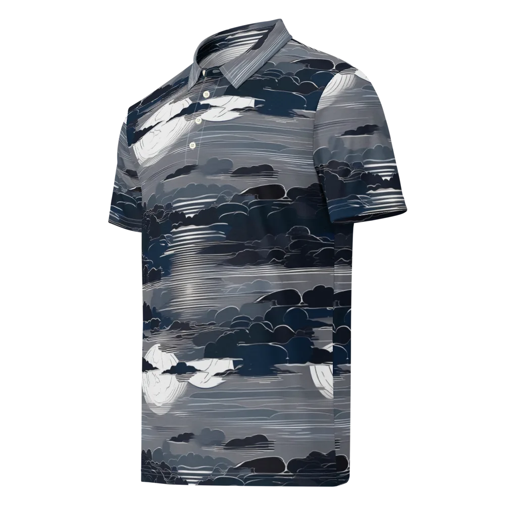 Midnight Waterline on Men's Slim Fit Polo Shirt — Left Front