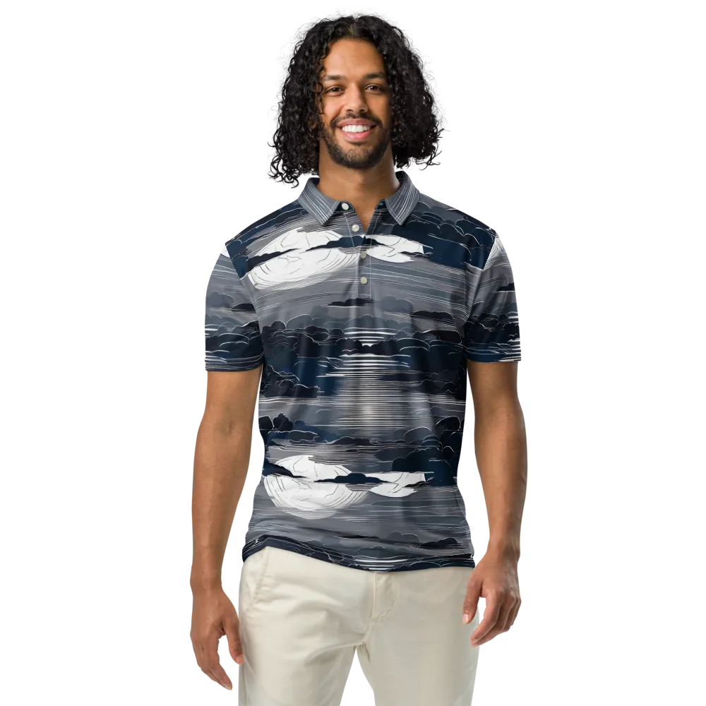 Midnight Waterline on Men's Slim Fit Polo Shirt — Front