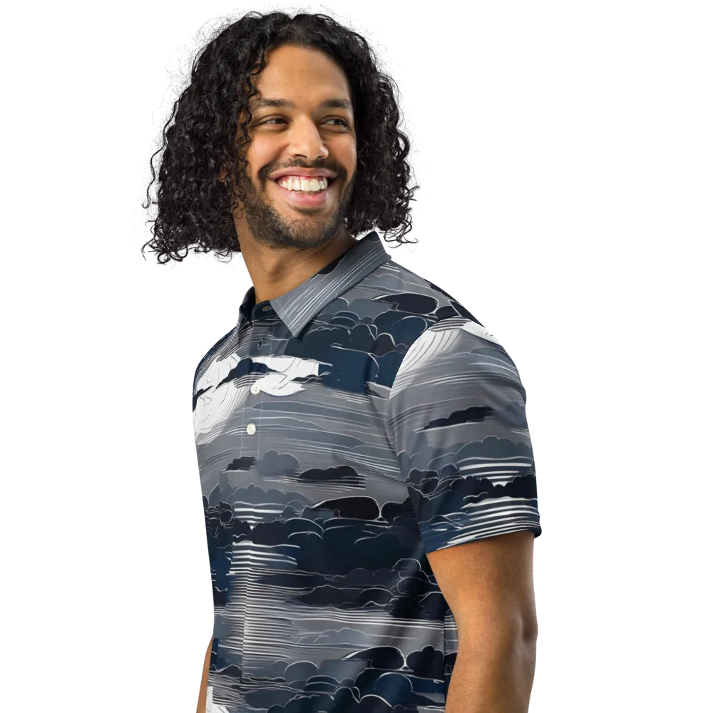 Midnight Waterline on Men's Slim Fit Polo Shirt — Left Front