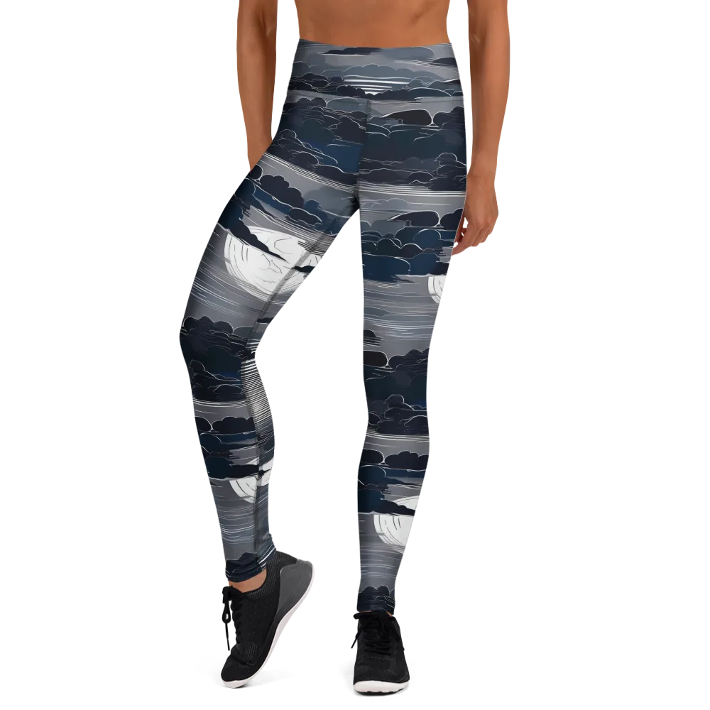 Midnight Waterline on Yoga Leggings — Front