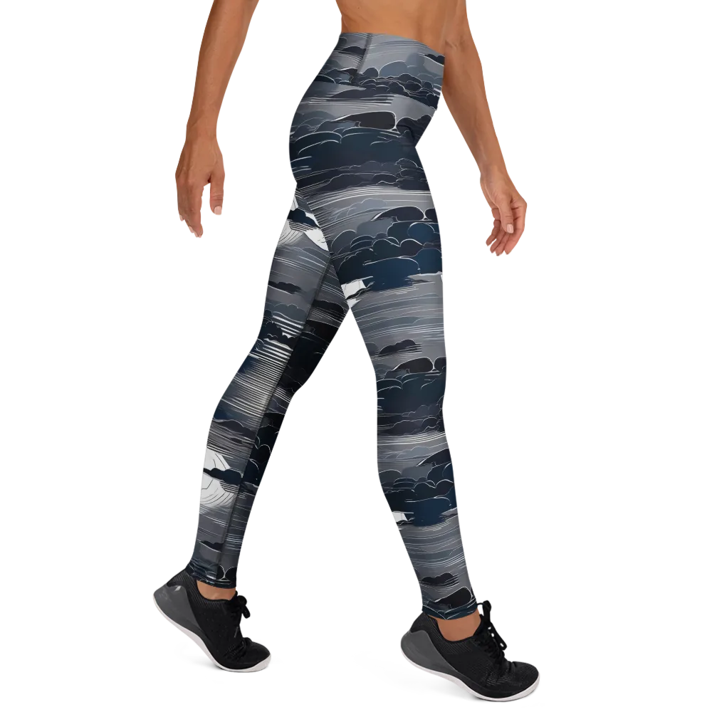 Midnight Waterline on Yoga Leggings — Right