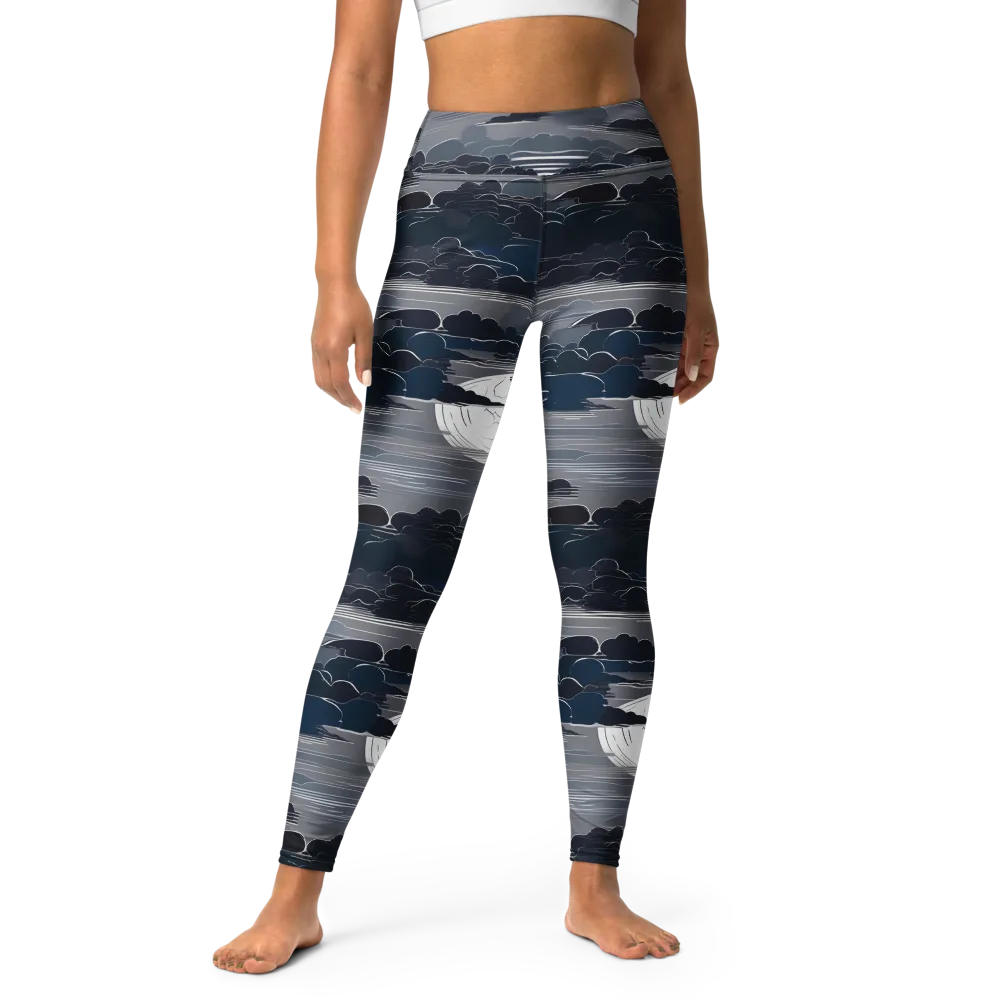 Midnight Waterline on Yoga Leggings — Front