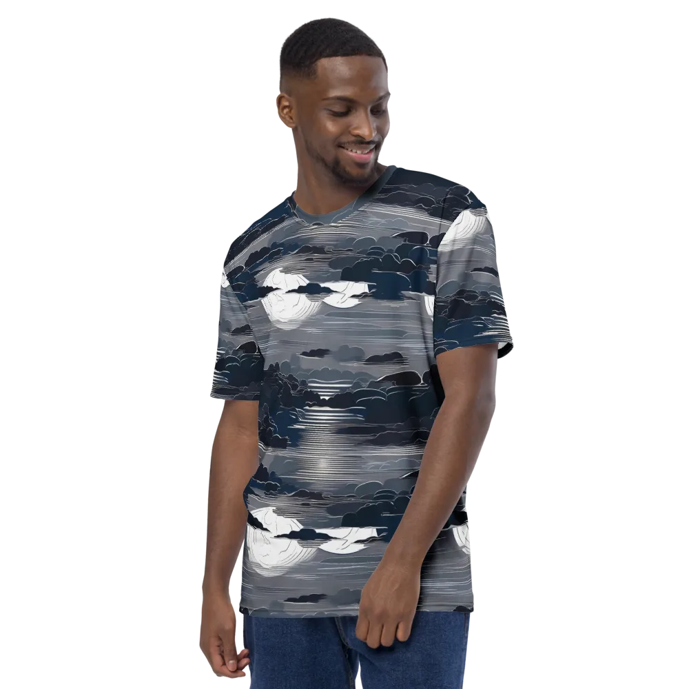 Midnight Waterline on Men's Crew Neck T-Shirt — Left