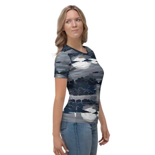 Midnight Waterline on a Women's Crew Neck T-Shirt