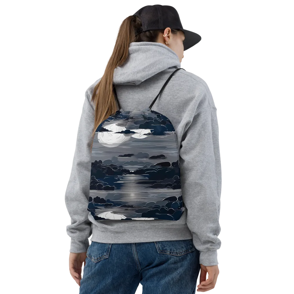 Midnight Waterline on Drawstring Bag — Front