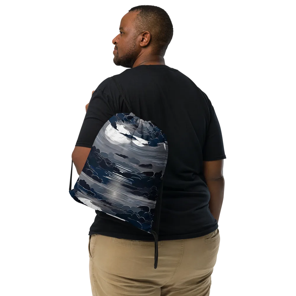Midnight Waterline on Drawstring Bag — Front