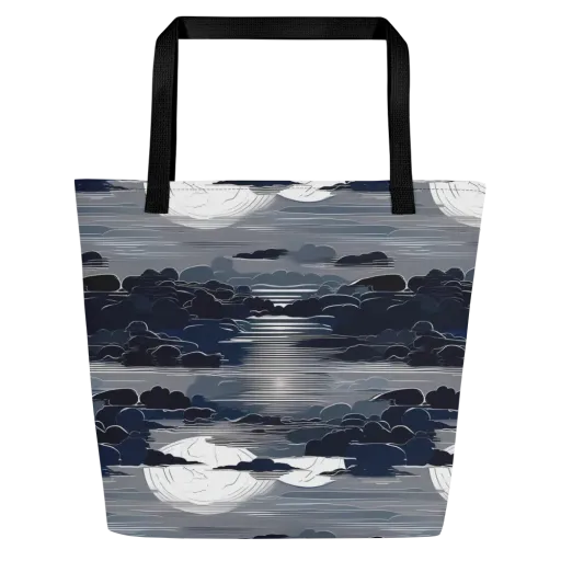Midnight Waterline on a Large Tote Bag W/ Pocket