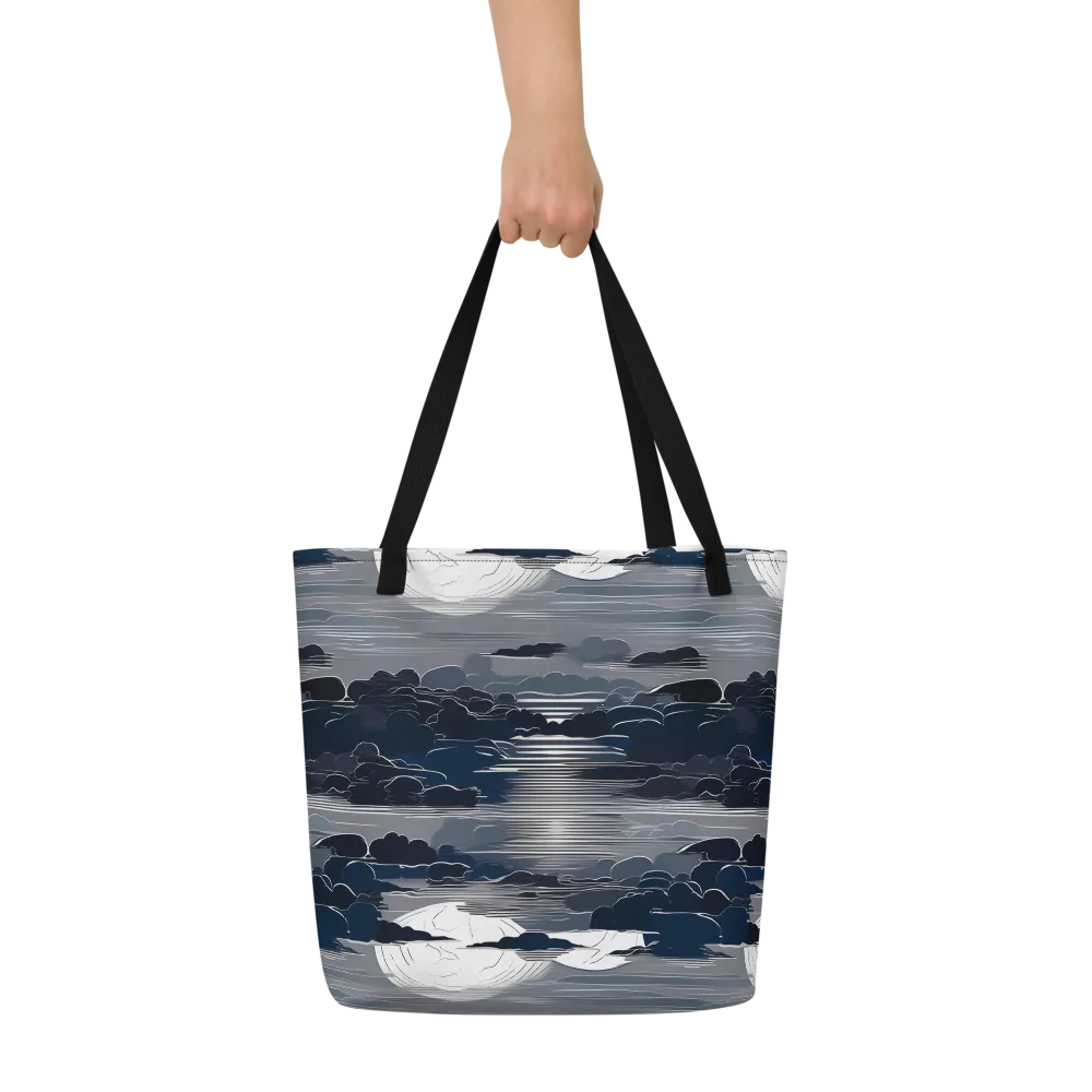 Midnight Waterline on Large Tote Bag W/ Pocket — Front