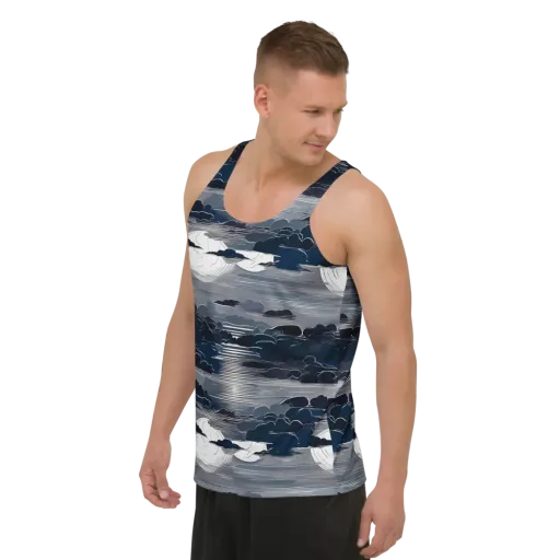 Midnight Waterline on a Men's Tank Top