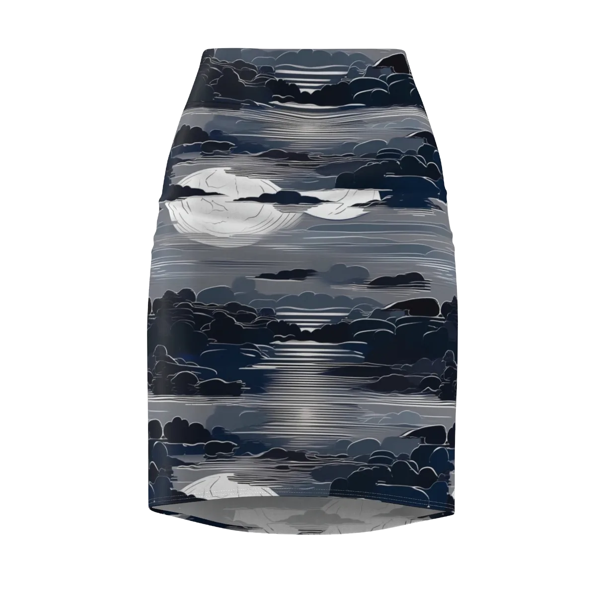 Midnight Waterline on Pencil Skirt — Front