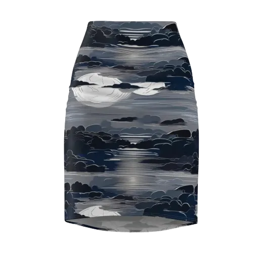 Midnight Waterline on a Pencil Skirt