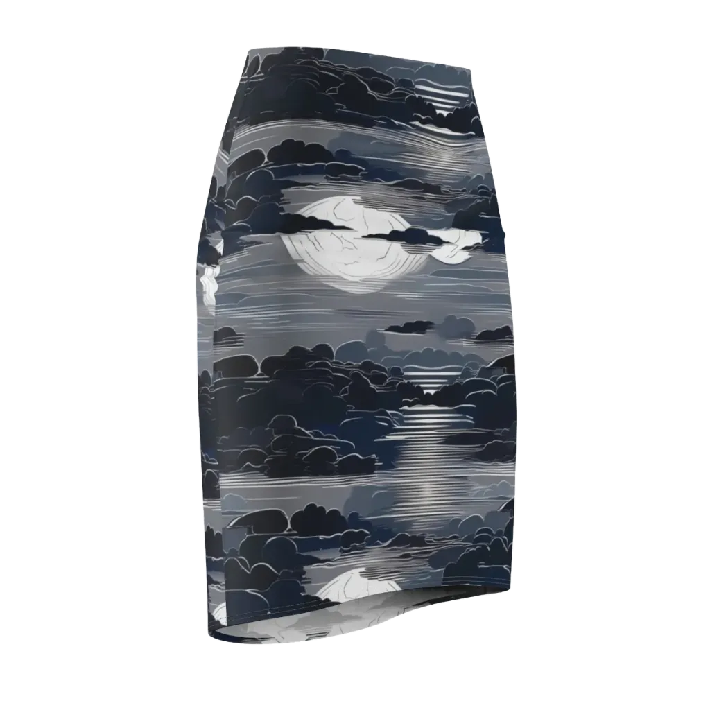 Midnight Waterline on Pencil Skirt — Front Side