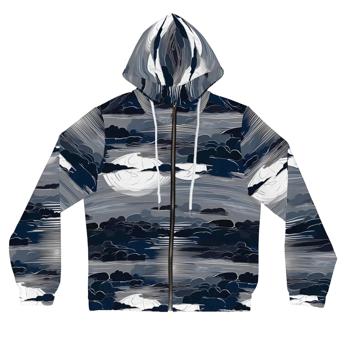 Midnight Waterline on Women's Full-Zip Hoodie — Front