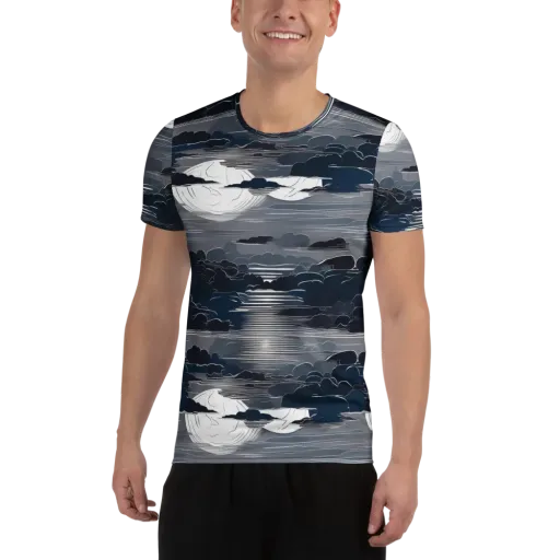 Midnight Waterline on a Men's Athletic T-Shirt
