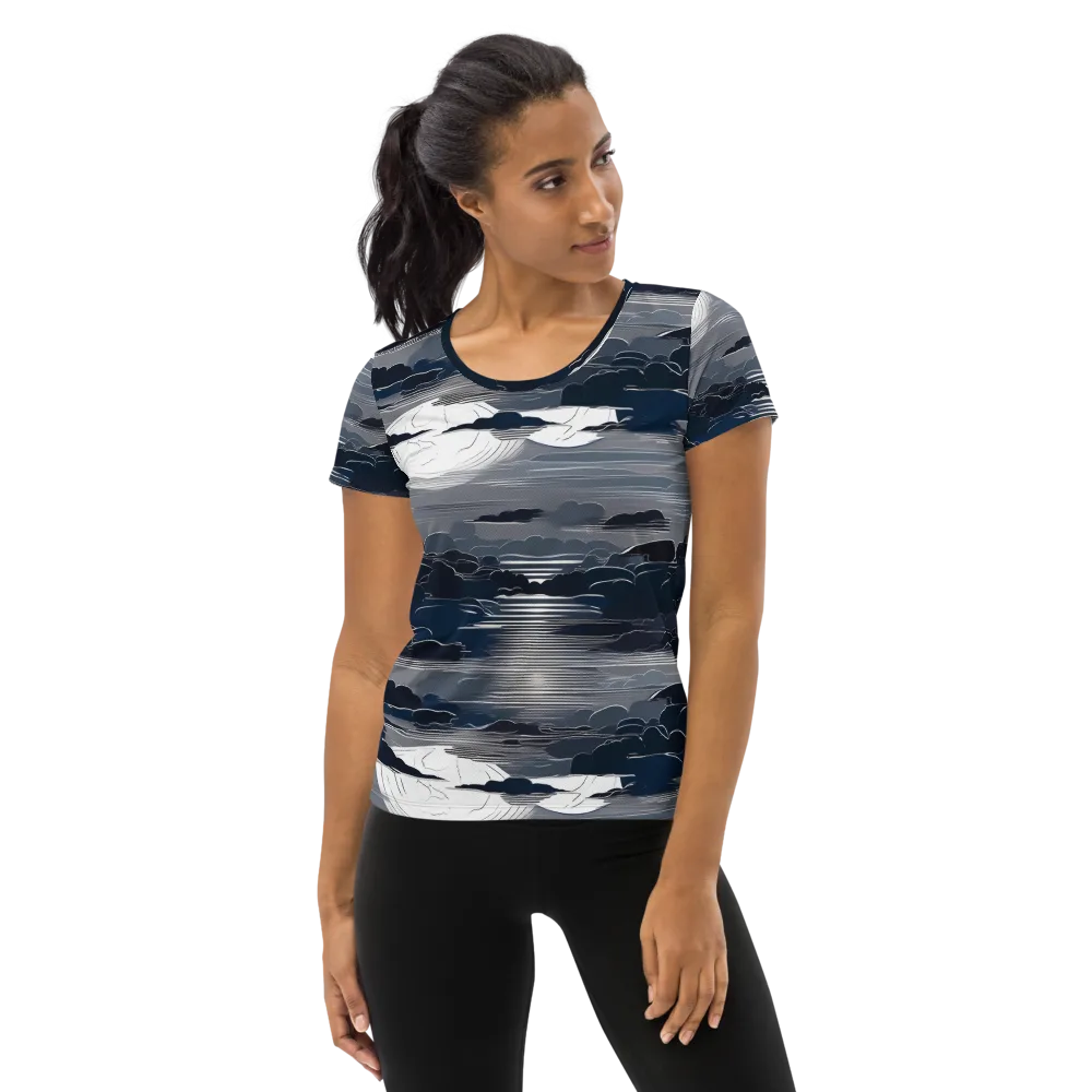 Midnight Waterline on Women's Athletic T-Shirt — Front