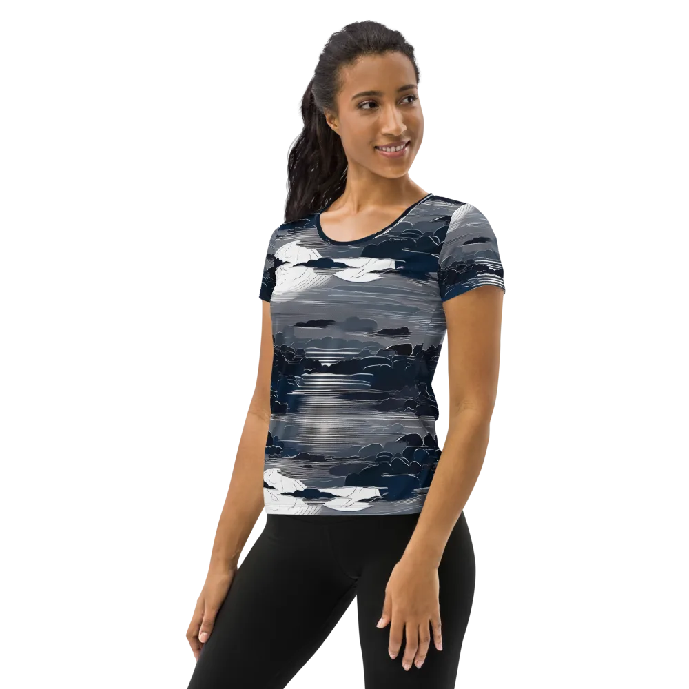 Midnight Waterline on Women's Athletic T-Shirt — Left