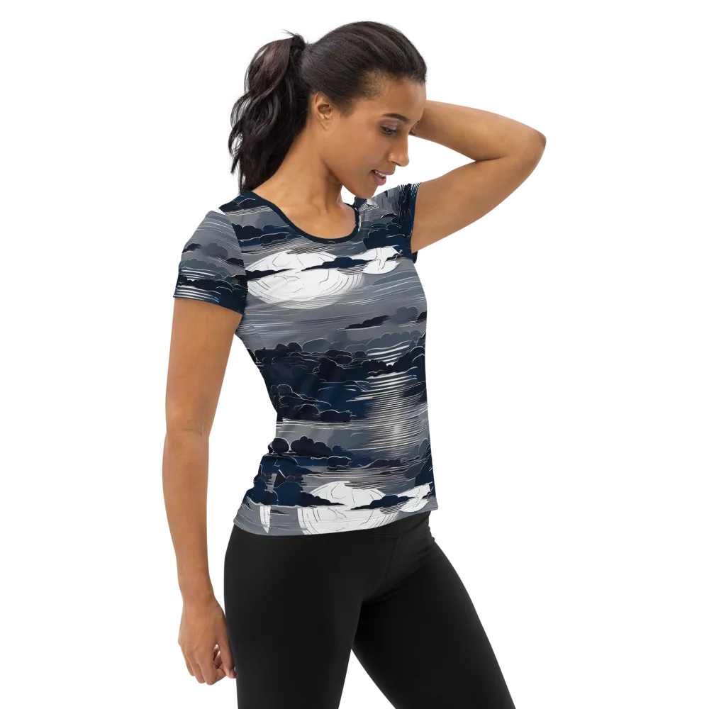 Midnight Waterline on Women's Athletic T-Shirt — Right